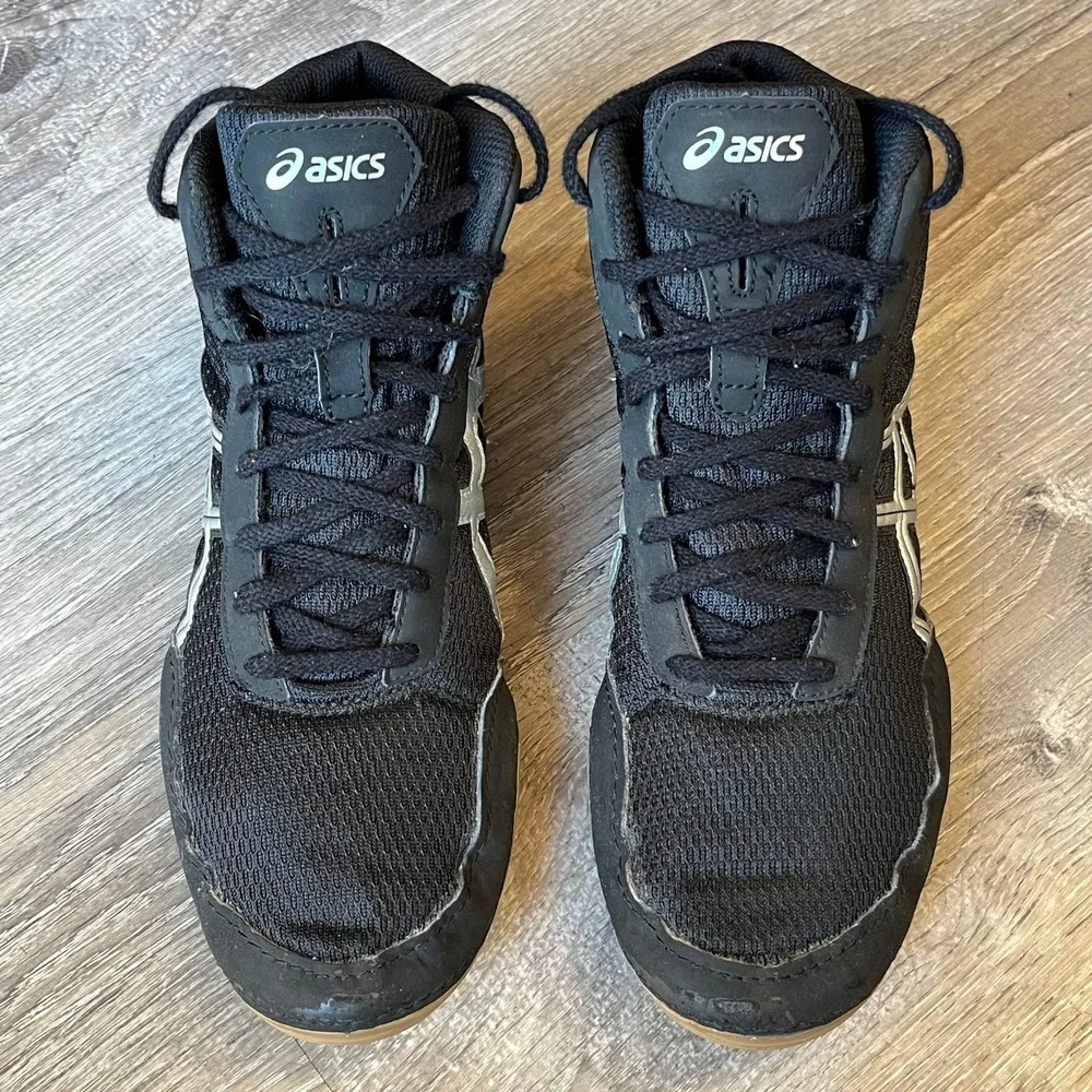 Asics Matflex 5 GS Wrestling Shoes Boxing Black Silver Gum Mens 5.5 EU 37